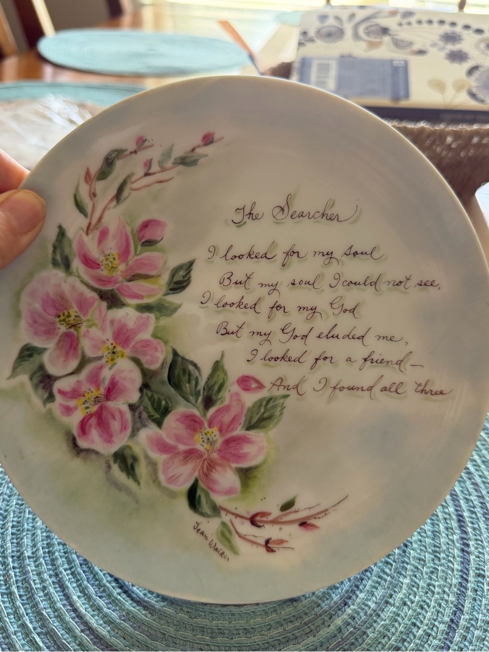 Vintage Floral Decorative Serving Plate with Inspirational Script - Pink - Picture 3 of 5
